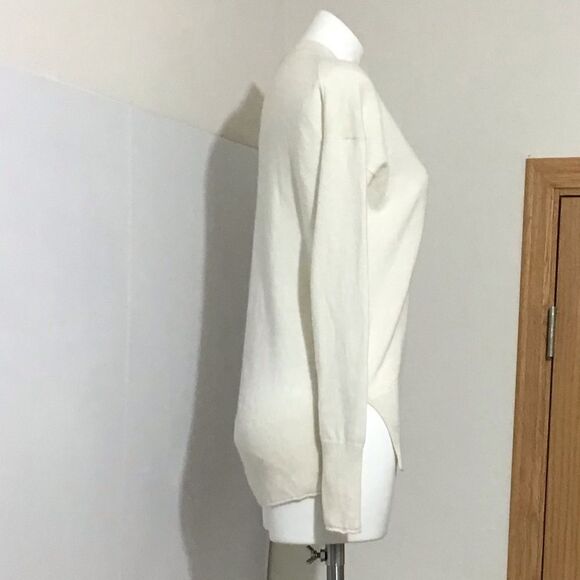 Theory Sweater Neutral Pullover Knit Karenia Ivory Cashmere Sweater Size P - Picture 5 of 7